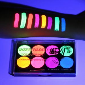 8-Coloration UV Reactive Face and Physique Paint Package – Water-Based mostly Blacklight Neon Make-up for Halloween, Cosplay, and Festivals – Pores and skin-Protected Neon Face Paint that Glows within the Darkish