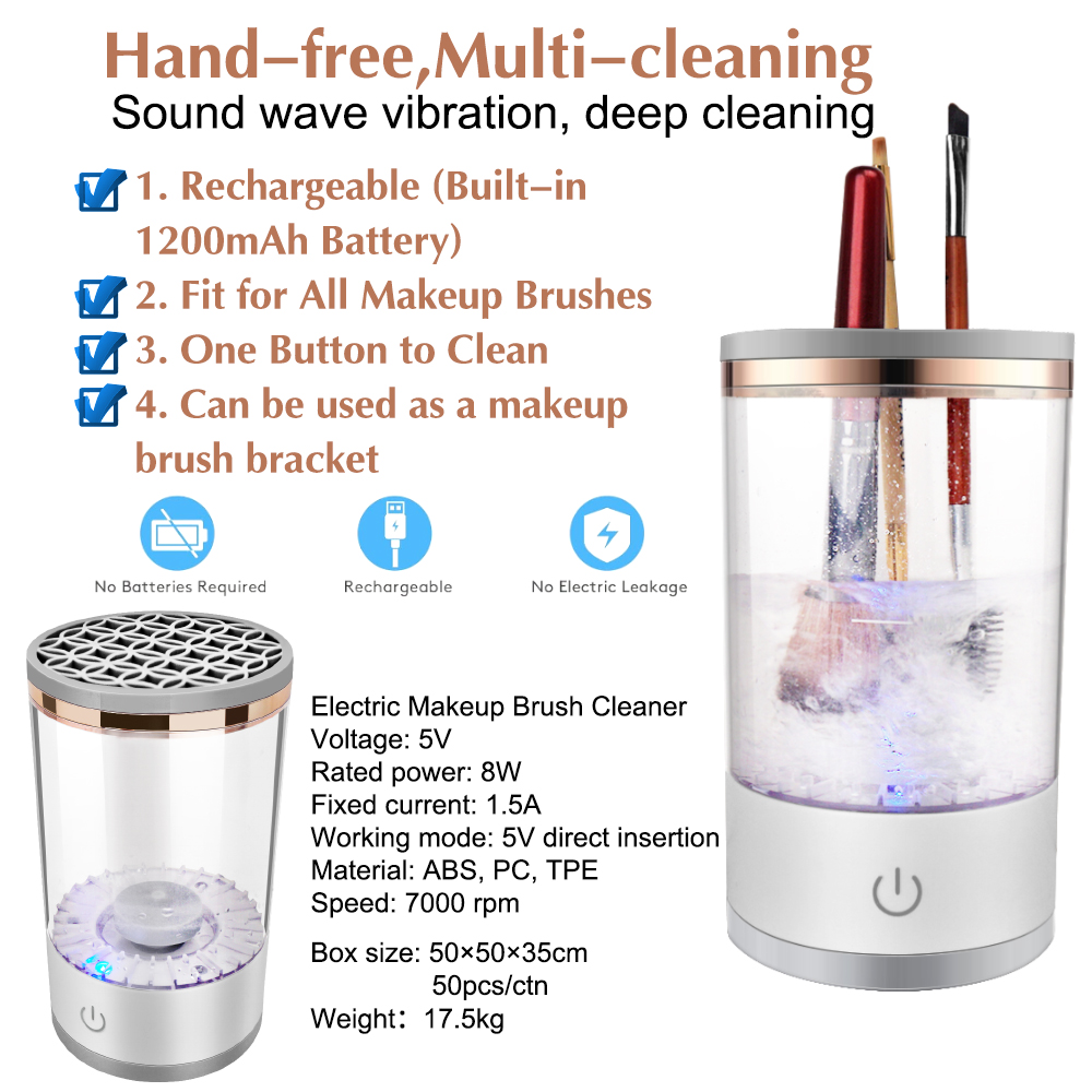 Automated Spinning Electrical Make-up Brush Cleaner for Efficient Cleansing and Care of Beauty Brushes