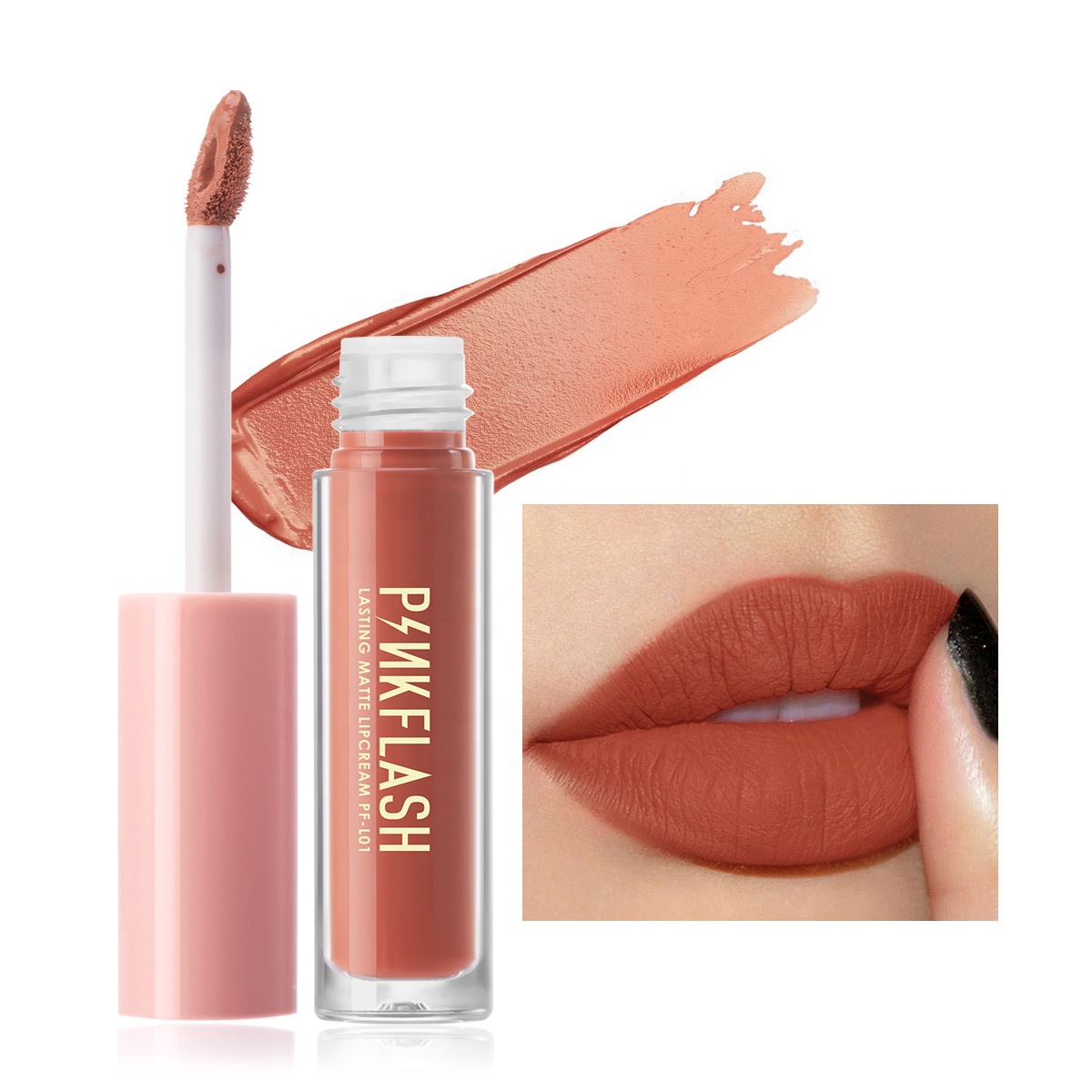 Wholesale Lengthy-Lasting Waterproof Matte Lipstick Lipgloss PF-L01 in Pink Flash – Make-up for Women